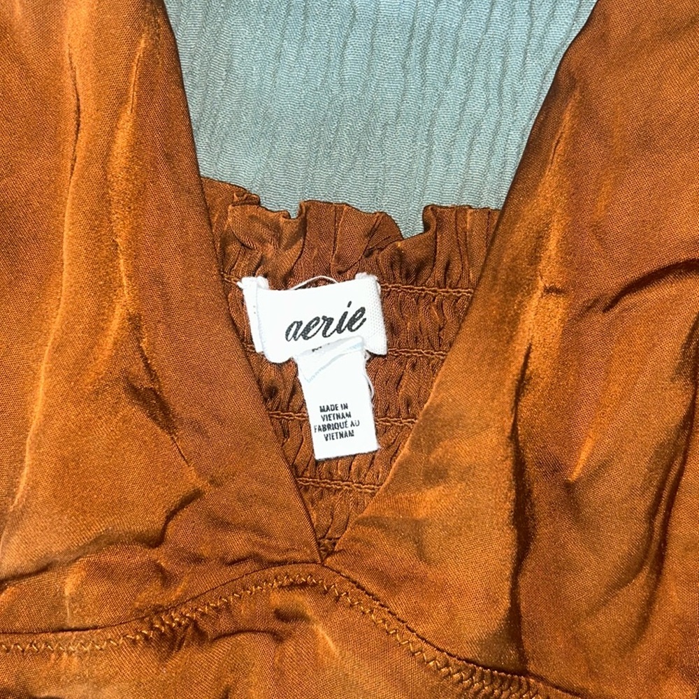 Aerie Rust Satin Crop Top - Picture 2 of 3